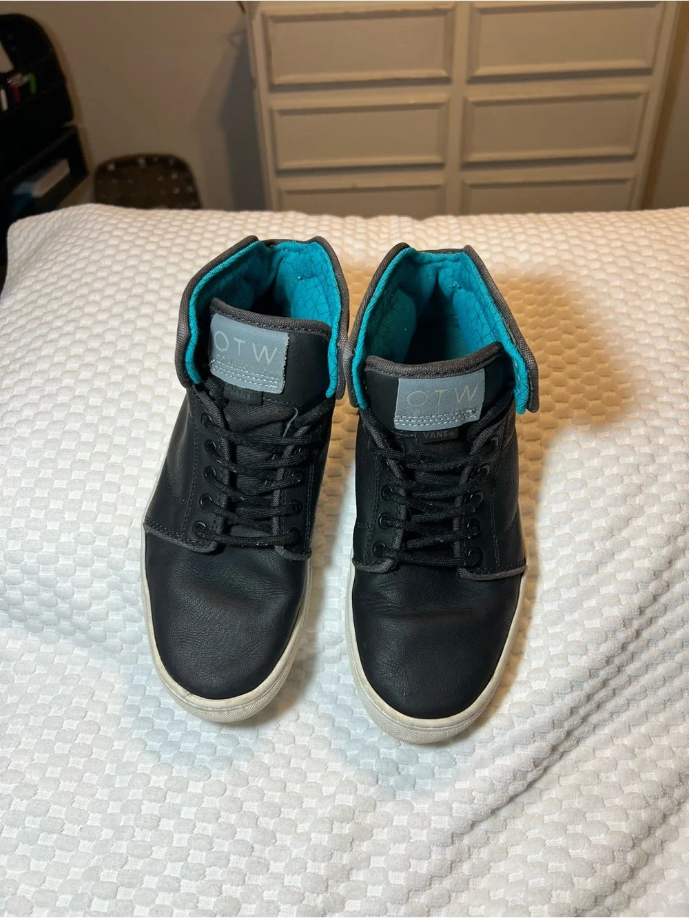 Vans Black High-Top Sneakers with Teal Lining